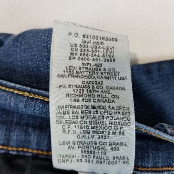 Levis 524 Jeans Size 11 Blue Too Superlow Bootcut Flare Dark Wash Stretch 90s - Picture 8 of 12